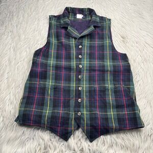 Vintage Breeches Men's Unisex M Tartan Plaid Button Front Vest Equestrian Preppy